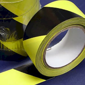 PVC Hazard Adhesive Warning Tape in Black & Yellow