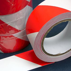 PVC Hazard Warning Adhesive Tape Red & White