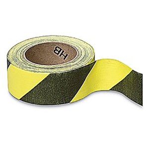 25mm Social Distancing Cloth Hazard Black & Yellow Tape 